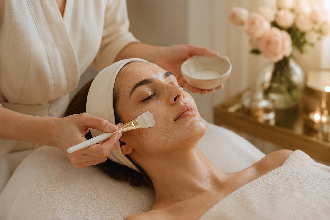 Institut de beauté premium — soin du visage dans un cadre raffiné